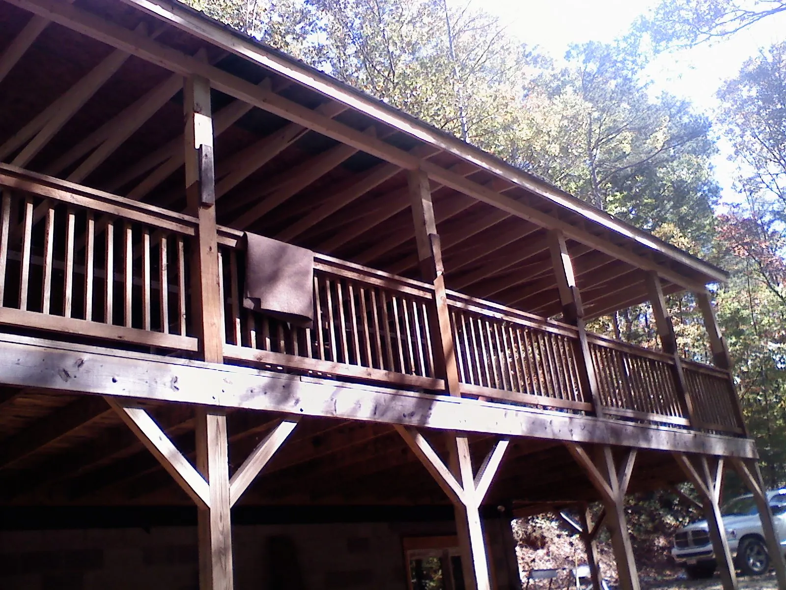 Timber framing under a new elevated porch and deck — Roof Leak Repair in White Marsh by Roofing Brothers